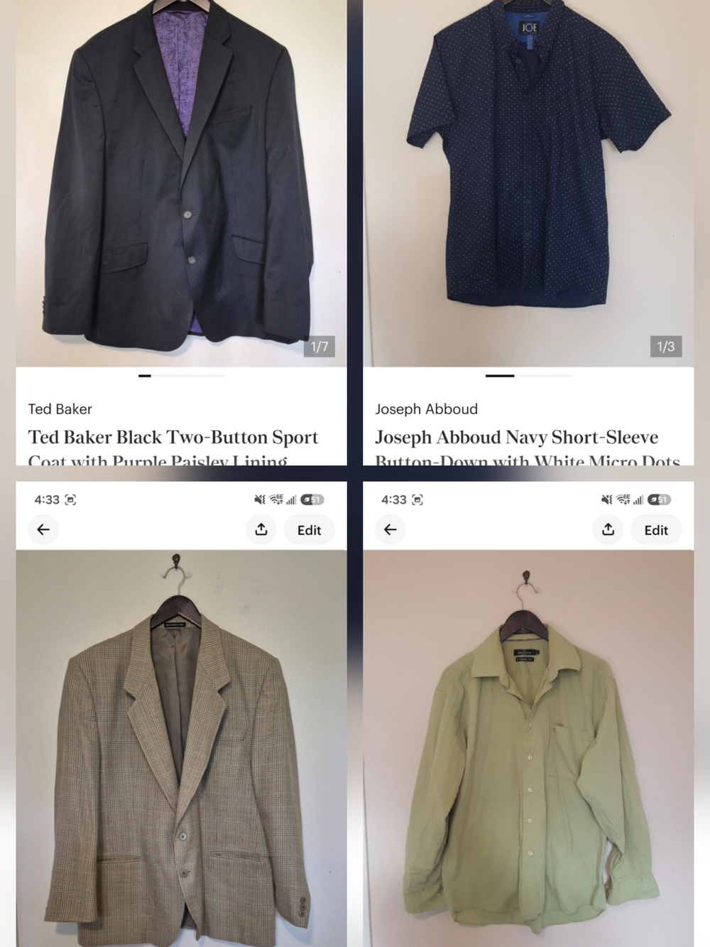 Bundle Of 7 Classic Business Wear 3 Shirts & 4 Blazers Size L/XL
